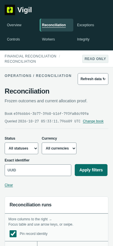 Vigil reconciliation runs on mobile.